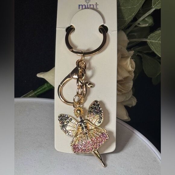 MINT  Crystal Ballerina Keychain Charm - Pink & Gold Accent - Picture 6 of 9